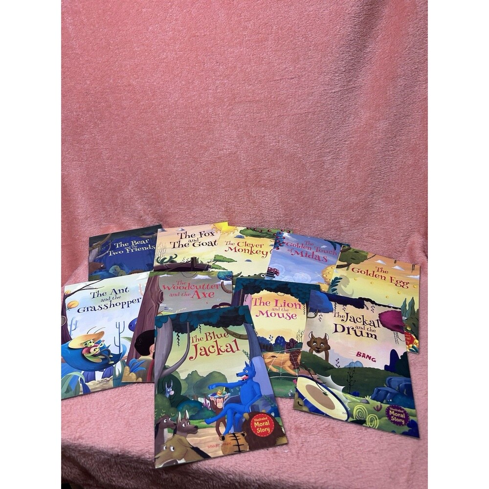 Wonder House Books Illustrated Moral Picture Books Lot: Blue Jackal, Woodcutter